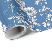 Blauw en wit Chinees decoupage Cadeaupapier (Rol Hoek)