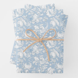 Blauw en wit Chinees patroon Inpakpapier Vel