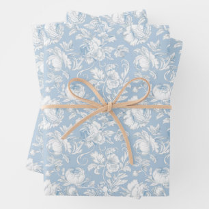 Blauw en wit Chinees patroon Inpakpapier Vel