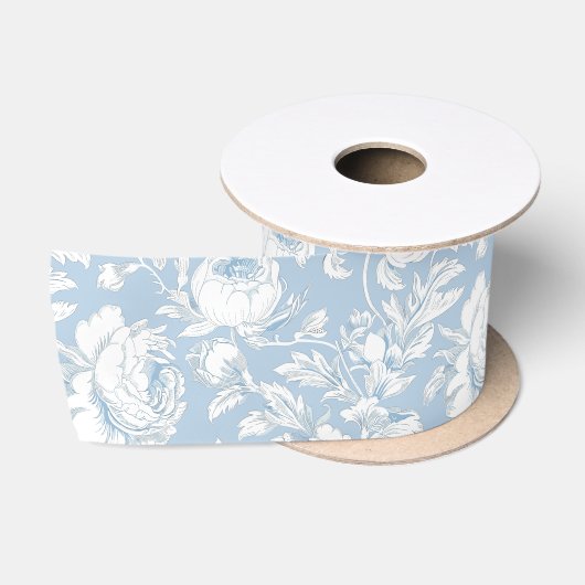 Blauw en wit Chinees patroon Satijnen Lint (Spoel)