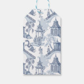 Blauw en wit Chinees patroonpapier, medium Cadeaulabel (Voorkant)