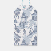 Blauw en wit Chinees patroonpapier, medium Cadeaulabel (Achterkant)