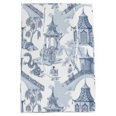 Blauw en wit Chinees patroonpapier Medium Cadeauzakje (Achterkant)