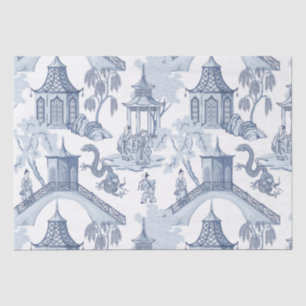 Blauw en wit Chinees patroonpapier Tissuepapier
