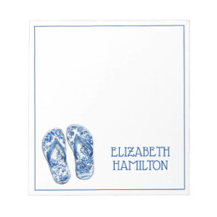 Blauw en wit Chinees porselein Flip Flops Notitieblok