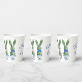 Blauw en wit Chinees porselein met konijn topiary Papieren Bekers