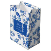 Blauw en wit Chinees rose pioenroos Medium Cadeauzakje (Voorkant Gekanteld)