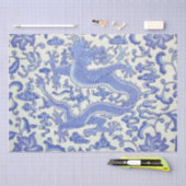 Blauw en Wit Chinese Dragon Bloemen Decoupage Tissuepapier (Craft)