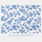 Blauw en wit Chinoiserie Aangepaste Naam Fleece Deken (Voorkant (Horizontaal))