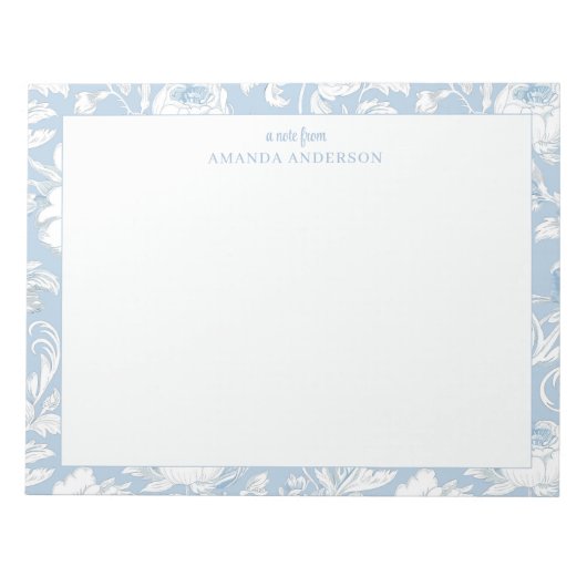 Blauw en Wit Chinoiserie Aangepaste Naam Notitieblok (Voorkant)