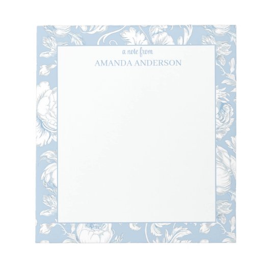 Blauw en wit Chinoiserie aangepaste naam Notitieblok (Voorkant)