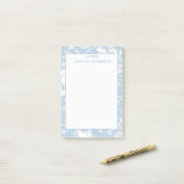 Blauw en wit Chinoiserie aangepaste naam Post-it® Notes (Op bureau)