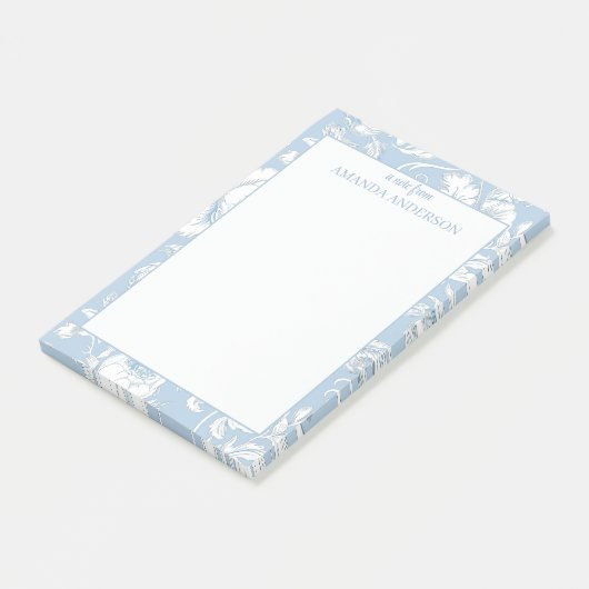 Blauw en wit Chinoiserie aangepaste naam Post-it® Notes (Schuin)