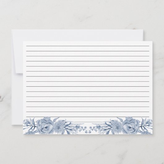 Blauw en Wit Chinoiserie Bloemen Bruidsrecept Kaart (Achterkant)