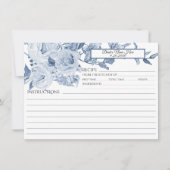 Blauw en Wit Chinoiserie Bloemen Bruidsrecept Kaart (Voorkant)