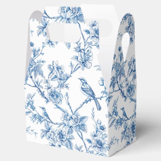 Blauw en wit chinoiserie bloemenvogels bedankdoosjes (Geopend)