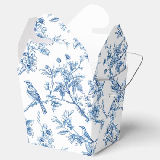 Blauw en wit Chinoiserie bloemenvogels Bedankdoosjes (Geopend)