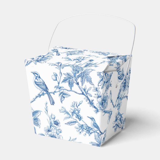 Blauw en wit Chinoiserie bloemenvogels Bedankdoosjes (Voorkant Zijde)