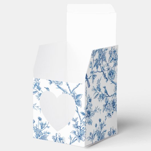 Blauw en wit chinoiserie bloemenvogels bedankdoosjes (Geopend)