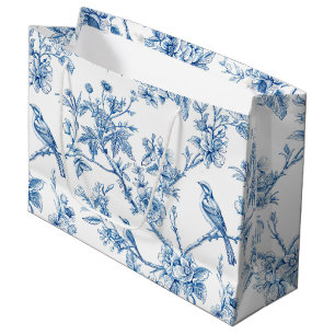 Blauw en wit Chinoiserie bloemenvogels Groot Cadeauzakje
