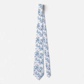 Blauw en wit Chinoiserie bloemenvogels Stropdas (Voorkant)