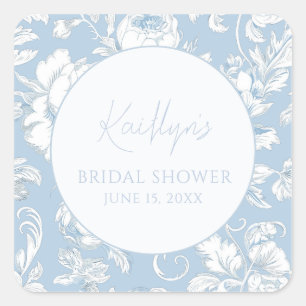 Blauw en wit Chinoiserie Bloemmotief Vierkante Sticker