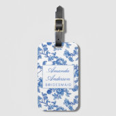 Blauw en wit Chinoiserie Bridesmaid Gift Bagagelabel (Voorkant (verticaal))