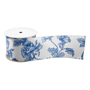 Blauw en wit Chinoiserie Bridesmaid Gift Satijnen Lint