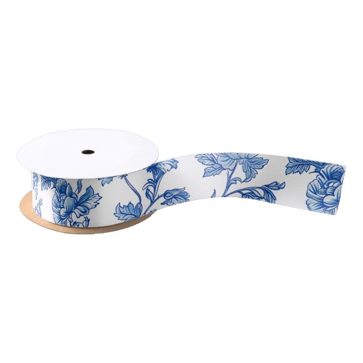 Blauw en wit Chinoiserie Bridesmaid Gift Satijnen Lint (Spoel)