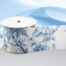 Blauw en wit Chinoiserie Bridesmaid Gift Satijnen Lint