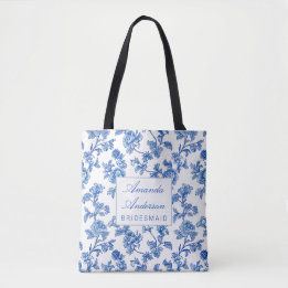 Blauw en wit Chinoiserie Bridesmaid Gift Tote Bag