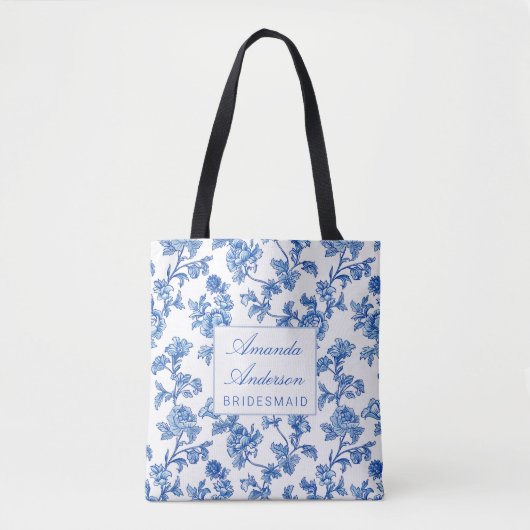 Blauw en wit Chinoiserie Bridesmaid Gift Tote Bag (Voorkant)