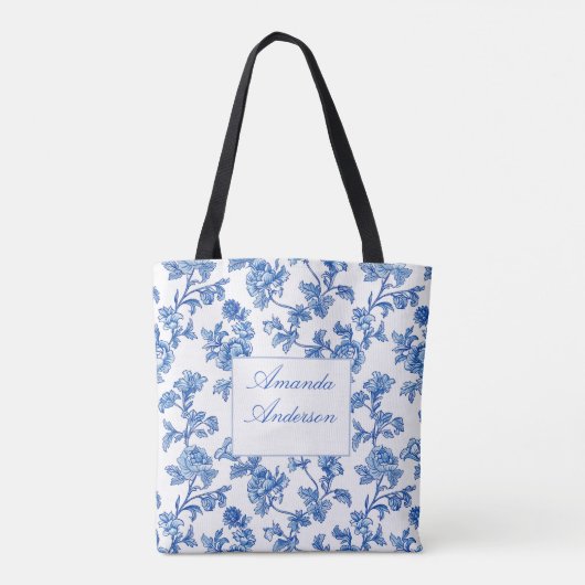 Blauw en wit Chinoiserie Bridesmaid Gift Tote Bag (Achterkant)