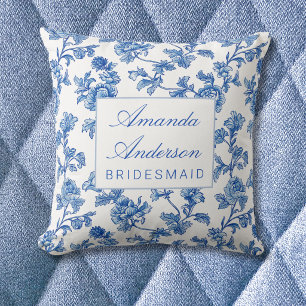 Blauw en wit Chinoiserie Bruidsmeisje Cadeau Kussen