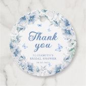 Blauw en wit Chinoiserie Bruidsmeisjesfeest Bedankjes Labels (Voorkant)