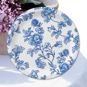 Blauw en wit Chinoiserie Bruiloft Feest Papieren Bordje