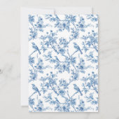Blauw en wit Chinoiserie Bruiloftsfeest Kaart (Achterkant)