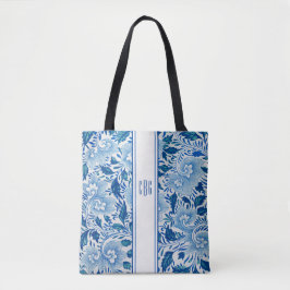 Blauw en Wit Chinoiserie Chic Tas met Monogram