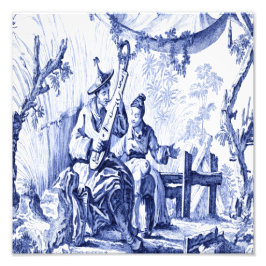 Blauw en Wit Chinoiserie Chinees Oosters Foto Afdruk
