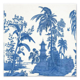 Blauw en Wit Chinoiserie Chinees Oosters Foto Afdruk