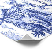 Blauw en Wit Chinoiserie Chinees Oosters Poster (Hoek)