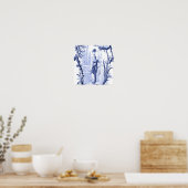 Blauw en Wit Chinoiserie Chinees Oosters Poster (Keuken)