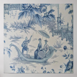 Blauw en Wit Chinoiserie Chinees Oosters Poster