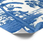 Blauw en Wit Chinoiserie Chinees Oosters Poster (Hoek)