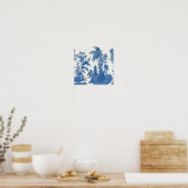Blauw en Wit Chinoiserie Chinees Oosters Poster (Keuken)
