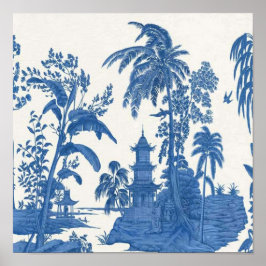 Blauw en Wit Chinoiserie Chinees Oosters Poster