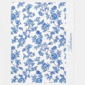 Blauw en Wit Chinoiserie Custom Name Fleece Deken (Voorkant)