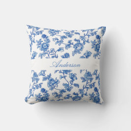 Blauw en Wit Chinoiserie Custom Name Kussen