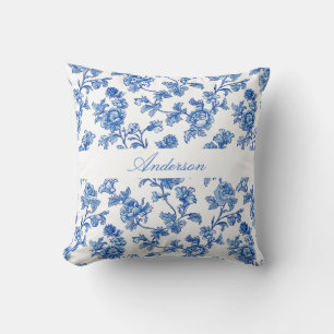 Blauw en Wit Chinoiserie Custom Name Kussen