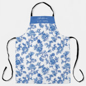 Blauw en Wit Chinoiserie Custom Name Schort (Voorkant)